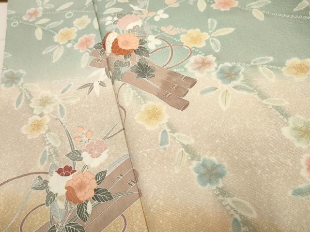 平和屋着物●訪問着　友禅　花筏文　暈し染め　金彩　正絹　逸品　AABF1001cs_3