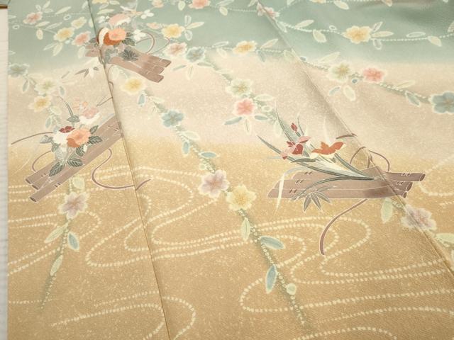 平和屋着物●訪問着　友禅　花筏文　暈し染め　金彩　正絹　逸品　AABF1001cs_4