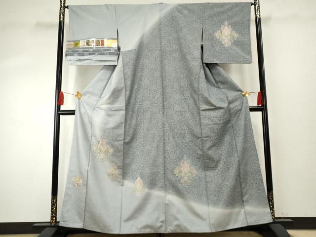 平和屋着物●本場大島紬　訪問着　中国三大刺繍　汕頭刺繍　スワトウ刺繍　羽風　京仙頭　藤絹織物謹製　証紙付き　正絹　逸品　AABF1068cs