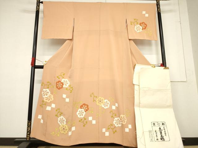 平和屋着物●銀座　志ま亀　訪問着　花唐草文　たとう紙付き　正絹　逸品　AABF1388ck