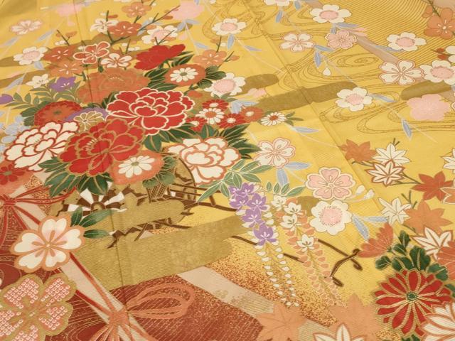 平和屋着物＊夏物　振袖　絽　草花文　金彩　洗える着物　AABF1600jd 平和屋着物＊夏物 振袖 絽 草花文 金彩 洗える着物 AABF1600jd