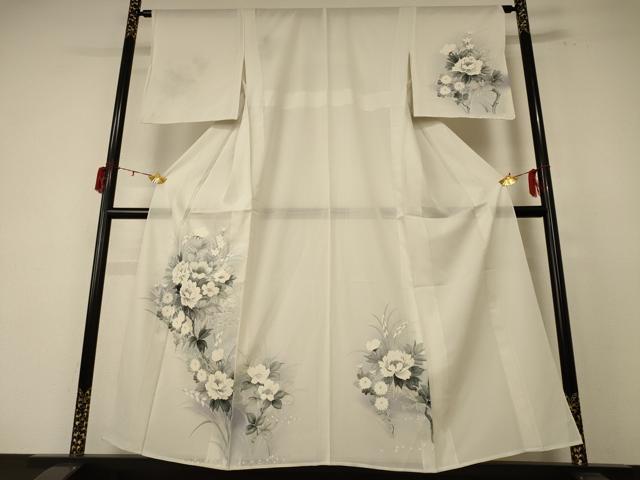 平和屋着物＊夏物　訪問着　絽　手描き　草花文　暈し染め　正絹　逸品　AABF1608jd
