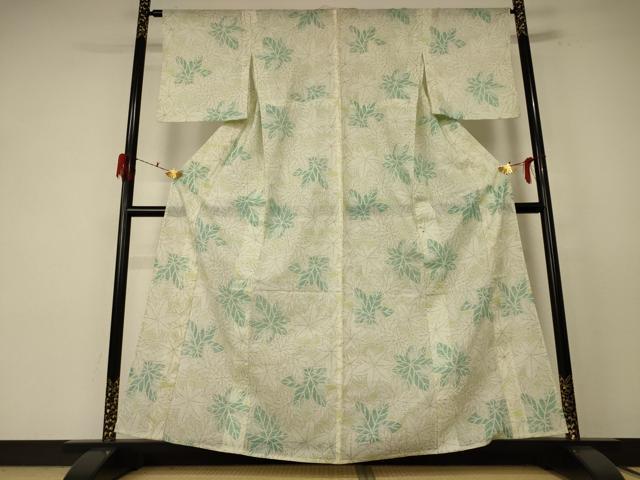 平和屋着物＊夏物　小紋　紗　葉づくし　AABF1628jd_1