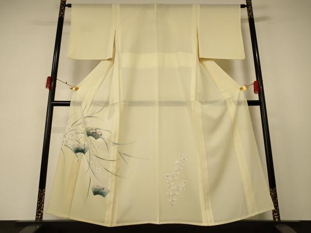 平和屋着物＊夏物　訪問着　絽　手描き　地紙草花文　正絹　逸品　AABF1662jd