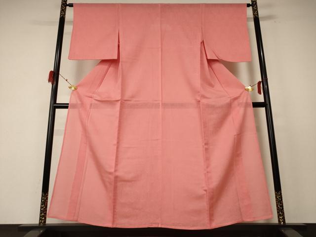 平和屋着物＊夏物　色無地　紗　珊瑚朱色　正絹　逸品　AABF1680jd