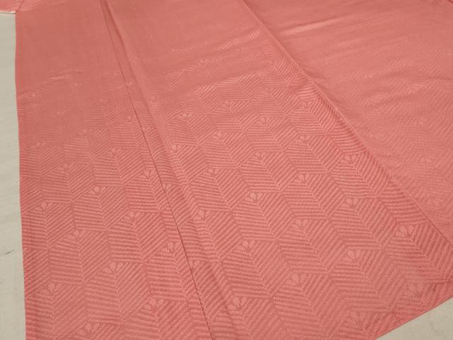 平和屋着物＊夏物　色無地　紗　珊瑚朱色　正絹　逸品　AABF1680jd_2