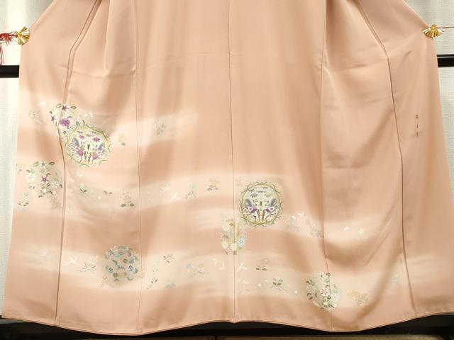 平和屋着物●京の名門　じゅらく謹製　訪問着　駒刺繍　狩猟花丸文　暈し染め　金糸　金彩　正絹　逸品　AABF2022cs_2