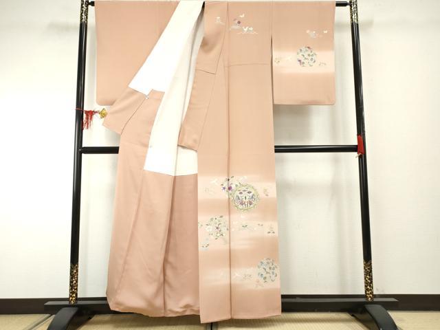 平和屋着物●京の名門　じゅらく謹製　訪問着　駒刺繍　狩猟花丸文　暈し染め　金糸　金彩　正絹　逸品　AABF2022cs_1