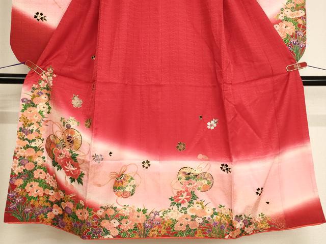 平和屋着物[]七五三　女の子　７歳　祝着　四つ身　花鼓文　暈し染め　金彩　正絹　逸品　AABF2166ja_2