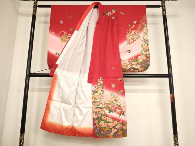 平和屋着物[]七五三　女の子　７歳　祝着　四つ身　花鼓文　暈し染め　金彩　正絹　逸品　AABF2166ja_1