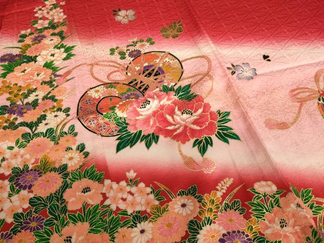 平和屋着物[]七五三　女の子　７歳　祝着　四つ身　花鼓文　暈し染め　金彩　正絹　逸品　AABF2166ja_3