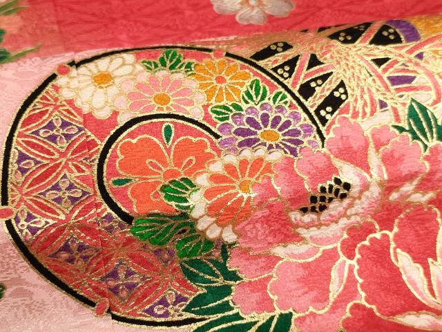 平和屋着物[]七五三　女の子　７歳　祝着　四つ身　花鼓文　暈し染め　金彩　正絹　逸品　AABF2166ja_4