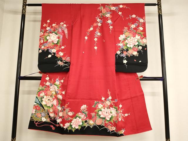 平和屋着物[]七五三　女の子　７歳　祝着　四つ身　駒刺繍　草花文　金彩　正絹　逸品　AABF2330ja 15,600円