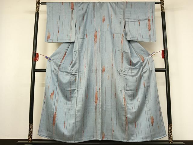 平和屋着物▽上質な小紋　単衣　縞　正絹　逸品　AABF2545jh_1