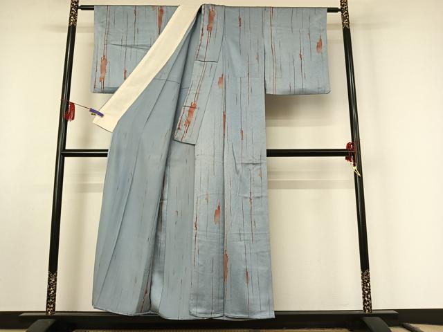 平和屋着物▽上質な小紋　単衣　縞　正絹　逸品　AABF2545jh_2