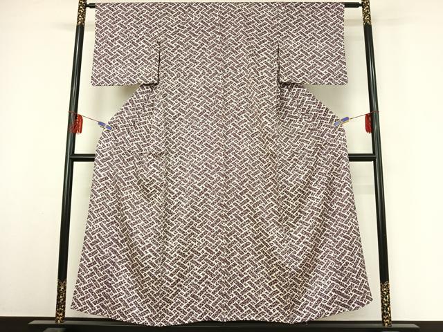 平和屋着物▽上質な小紋　単衣　草花文　正絹　逸品　AABF2729jh_1