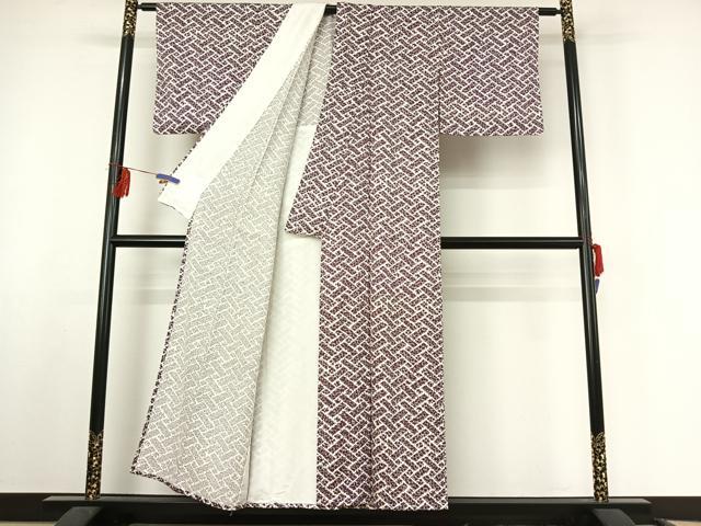 平和屋着物▽上質な小紋　単衣　草花文　正絹　逸品　AABF2729jh_2
