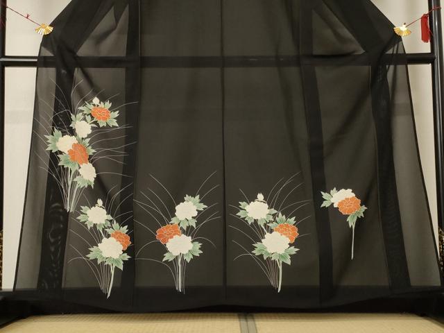 平和屋着物＊夏物　訪問着　絽　駒刺繍　草花文　正絹　逸品　AABF2761jd_2
