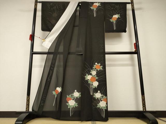 平和屋着物＊夏物　訪問着　絽　駒刺繍　草花文　正絹　逸品　AABF2761jd_1