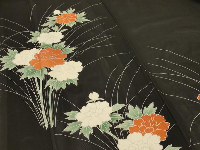 平和屋着物＊夏物　訪問着　絽　駒刺繍　草花文　正絹　逸品　AABF2761jd_3