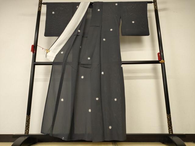 平和屋着物＊夏物　小紋　絽　花丸文　蛍暈し　正絹　逸品　AABF2791jd 平和屋着物＊夏物 小紋 絽 花丸文 蛍暈し 正絹 逸品 AABF2791jd