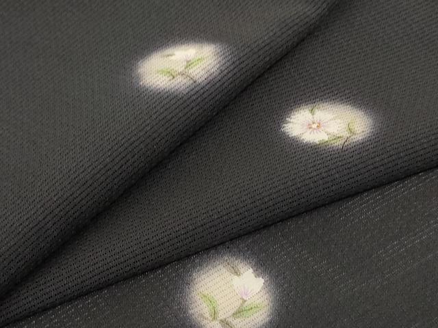 平和屋着物＊夏物　小紋　絽　花丸文　蛍暈し　正絹　逸品　AABF2791jd