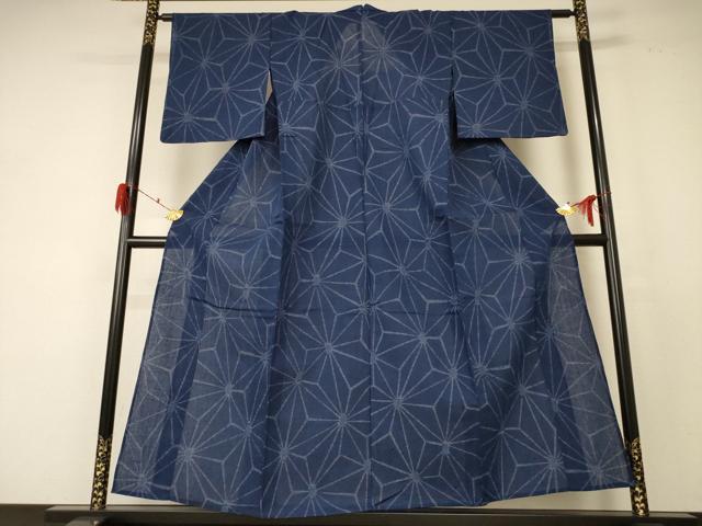 平和屋着物＊夏物　小紋　紗　麻の葉文様　AABF2795jd_1