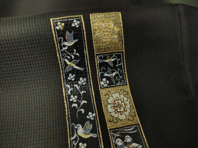 平和屋着物●訪問着　短冊花鳥文　暈し染め　金彩　ロング丈　正絹　逸品　AABF2848ck_5