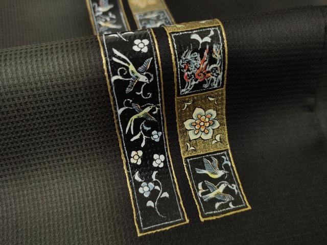 平和屋着物●訪問着　短冊花鳥文　暈し染め　金彩　ロング丈　正絹　逸品　AABF2848ck_6