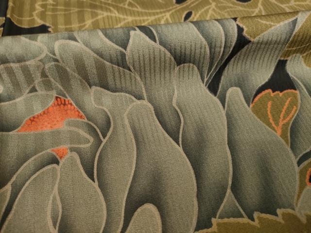 平和屋着物●創業460年・千總　小紋　大輪の菊　丹後ちりめん　反端・たとう紙付き　正絹　逸品　AABF2906ck_4