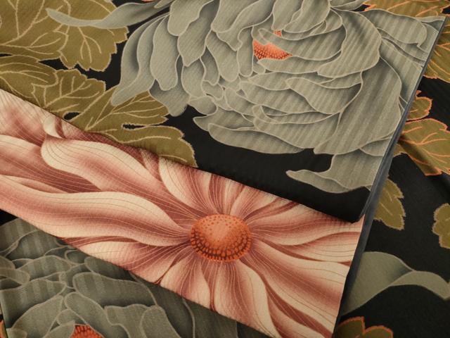 平和屋着物●創業460年・千總　小紋　大輪の菊　丹後ちりめん　反端・たとう紙付き　正絹　逸品　AABF2906ck_5