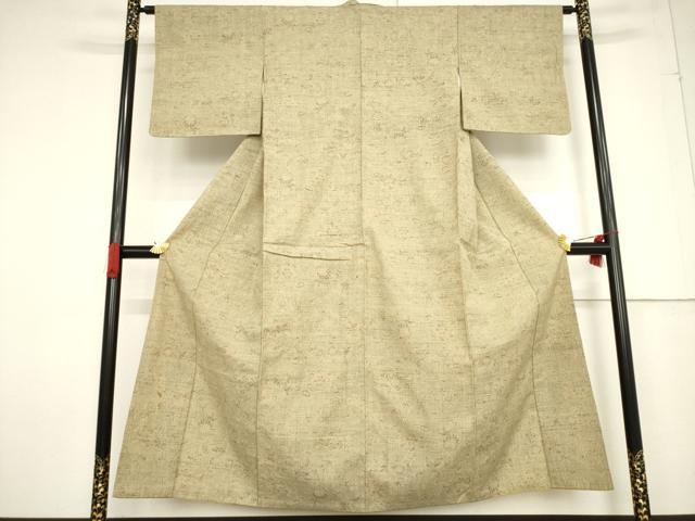 平和屋着物●上質な紬　花唐草文　正絹　逸品　AABF2913ck_1