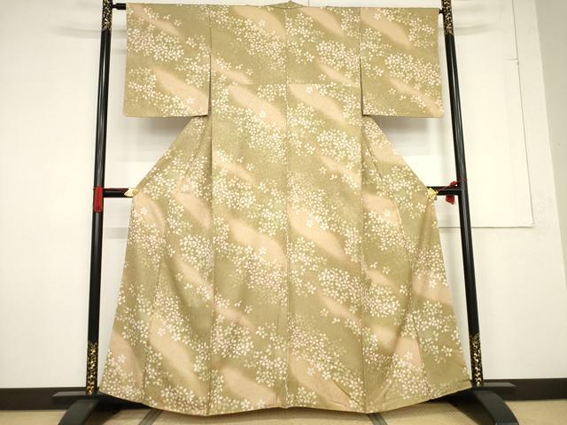 平和屋着物●上質な小紋　舞桜文　暈し染め　正絹　逸品　AABF2914ck_1