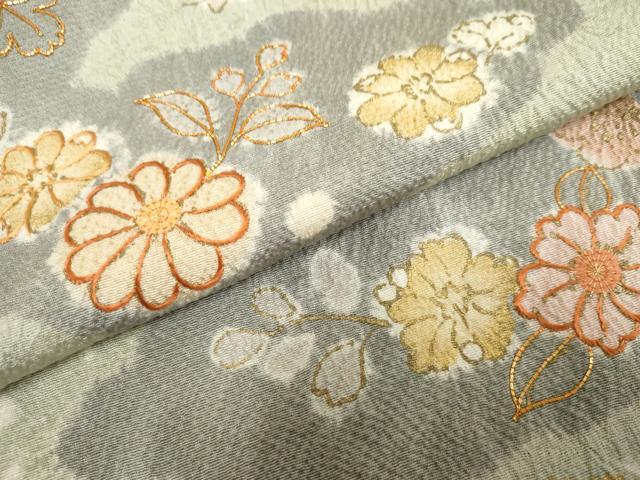 平和屋着物●創業460年・千總　訪問着　駒刺繍　絞り　雲取り草花文　金彩　正絹　逸品　AABF2979cs_5