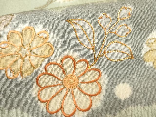 平和屋着物●創業460年・千總　訪問着　駒刺繍　絞り　雲取り草花文　金彩　正絹　逸品　AABF2979cs_6