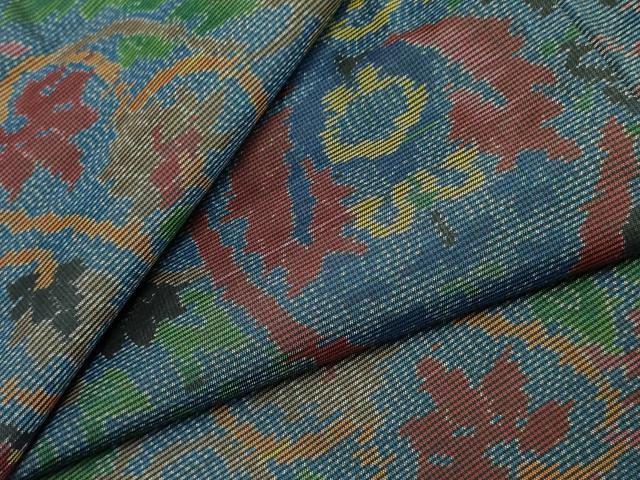 平和屋着物●本場大島紬　洋花文　正絹　逸品　AABF3016cs