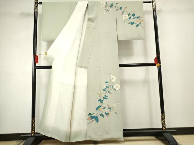 平和屋着物●京加賀糸目友禅作家　山崎巌　訪問着　枝花文　正絹　逸品　AABF3027cs_1