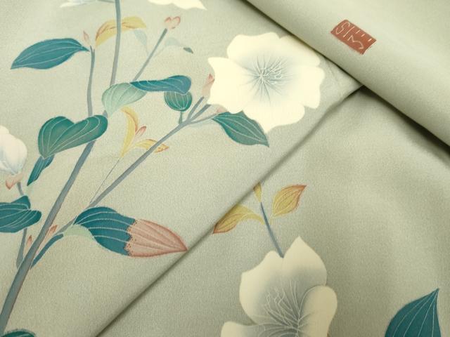 平和屋着物●京加賀糸目友禅作家　山崎巌　訪問着　枝花文　正絹　逸品　AABF3027cs_8
