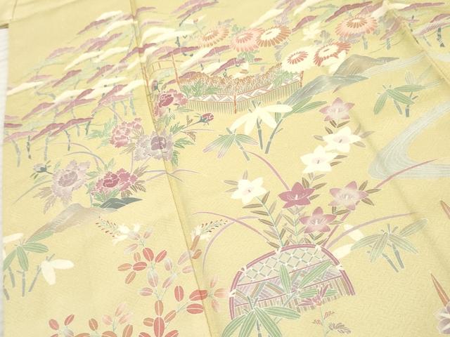平和屋着物●訪問着　樹林風景文　暈し染め　黒地　金銀糸　正絹　逸品　AABF2075cs 平和屋着物□訪問着 作家物 風景文 暈し染め 正絹 逸品 AABI4080sx