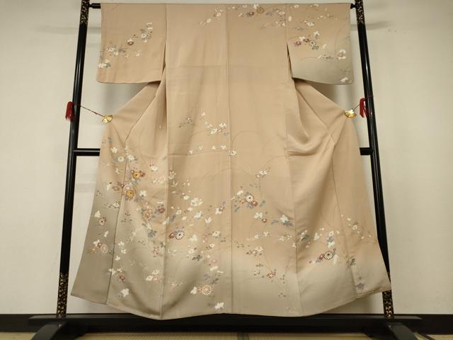 平和屋着物●創業460年・千總　訪問着　駒刺繍　草花文　金彩　正絹　逸品　AABF3324nf