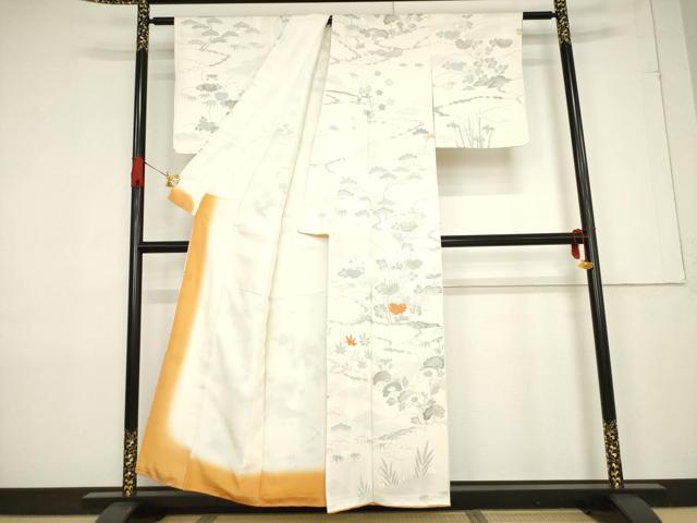 平和屋着物●訪問着　駒刺繍　舞花文　金彩　正絹　逸品　AABF3581ck_1