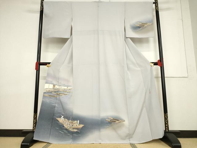 平和屋着物●本加賀友禅作家　石田巳代治　訪問着　渡し船　正絹　逸品　AABF3613ck