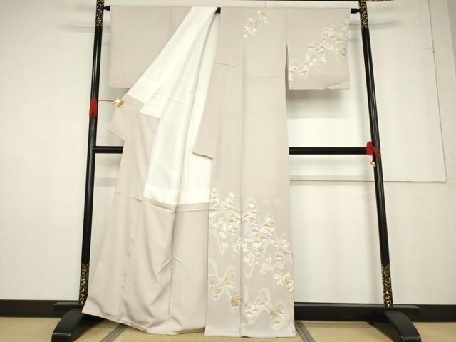 平和屋着物●訪問着　総刺繍　松文　金糸　正絹　逸品　AABF3640ck_1