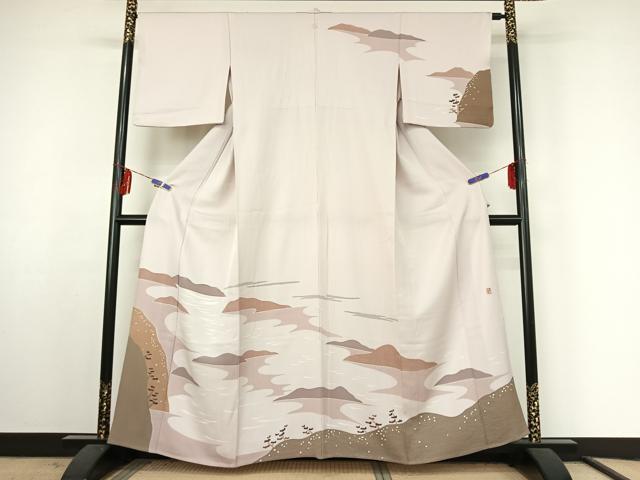 平和屋着物▽訪問着　単衣　作家物　風景文　正絹　逸品　AABF3777jh