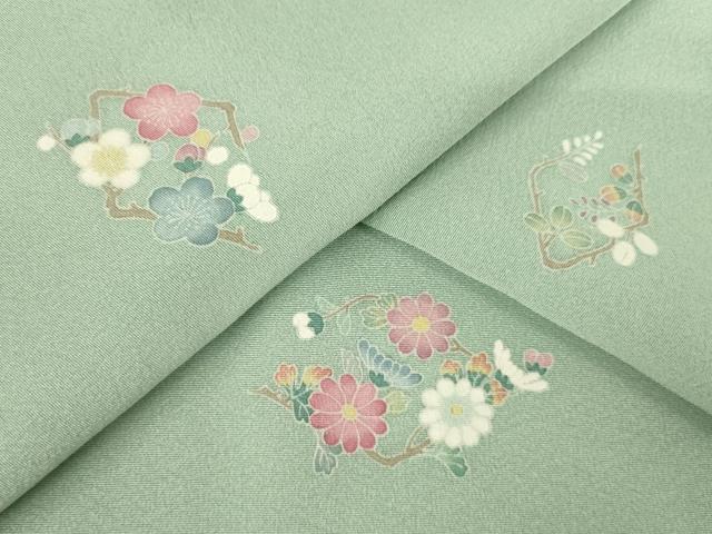 平和屋着物●上質な小紋　友禅　花菱文　正絹　逸品　AABF3930ck