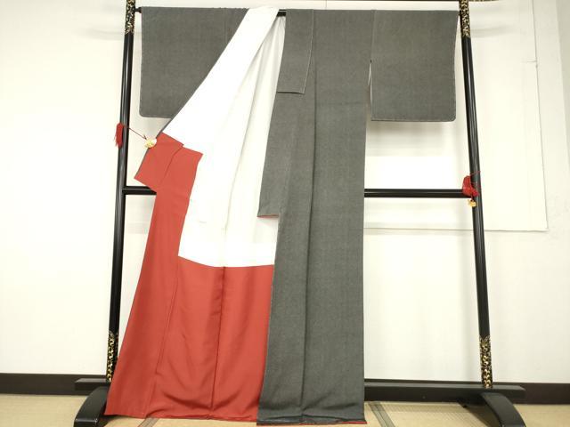 平和屋着物●小紋師　飯島輝也　江戸小紋　鮫小紋柄　黒地　正絹　逸品　AABF3952ck_2