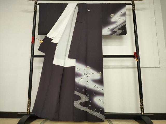 平和屋着物●訪問着　流水花丸文　暈し染め　金彩　正絹　逸品　AABF3995ck 平和屋着物○訪問着 流水花丸文 暈し染め 金彩 正絹 逸品 AABF3995ck