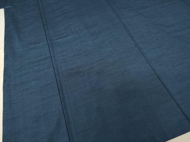 平和屋着物●男性　紬　アンサンブル　色無地　青褐色　正絹　逸品　未使用　AABF3998ck_2