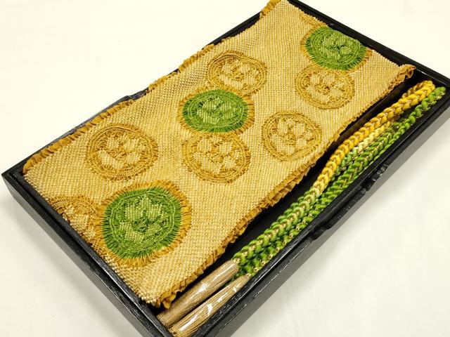 平和屋本店●和装小物　帯締め・帯揚げセット　振袖用　総絞り　花丸文　暈し　金糸　撚り房　逸品　未使用品あり　AABF4192ay