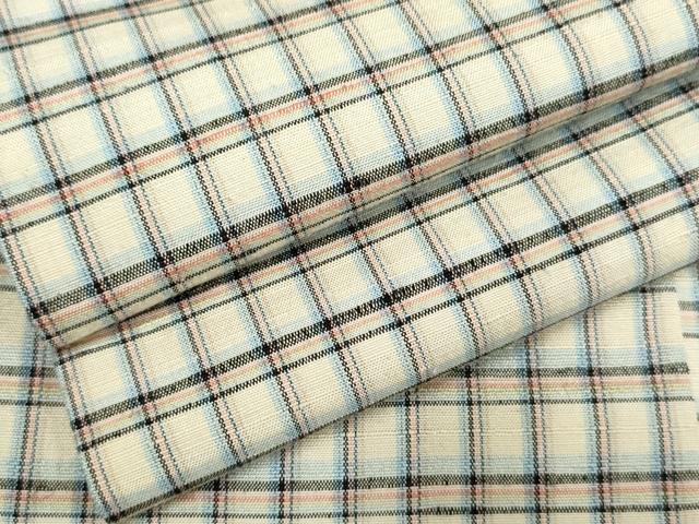 平和屋着物●上質な紬　格子　正絹　逸品　AABF4213cs